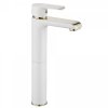 REA - Bateria umywalkowa BLOOM White-Gold/Biało-Złota wysoka